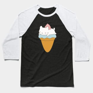 Kawaii Ice Cream Cone Cat Dessert T-Shirt Baseball T-Shirt